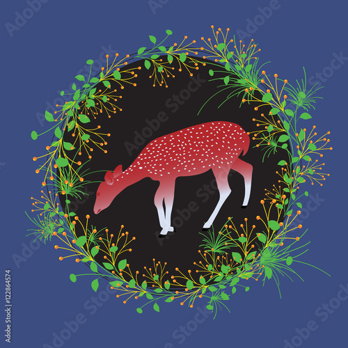 Deer with Beautiful Flourish Frame