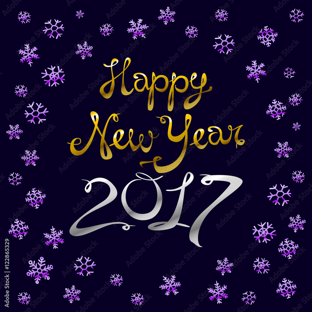 Happy new year card. Gold template over black background with golden sparks. Happy new year 2017. Template for your design. Vector illustration. Happy new year card. Gold template over black background with golden sparks. Happy new year 2017. Template for your design. Vector illustration.
