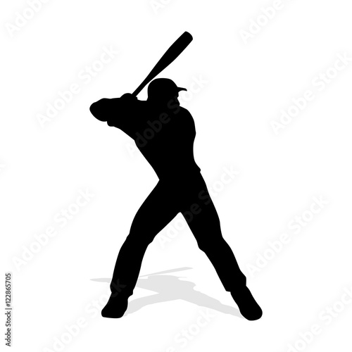 Baseball player vector silhouete. Baseball batter