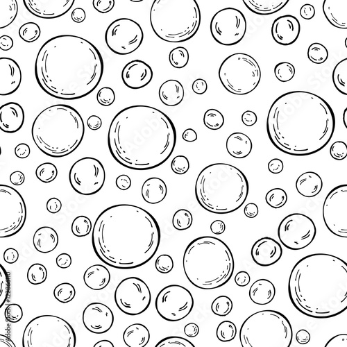 Seamless soap bubbles pattern. Vector hand drawn background