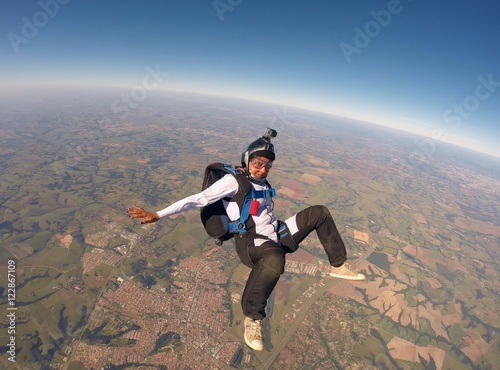 Skydiving having fun girl