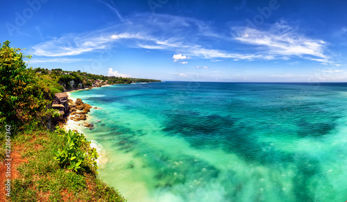 Panoramic sea view with picturesque beach. Dreamland beach  Bali  Indonesia
