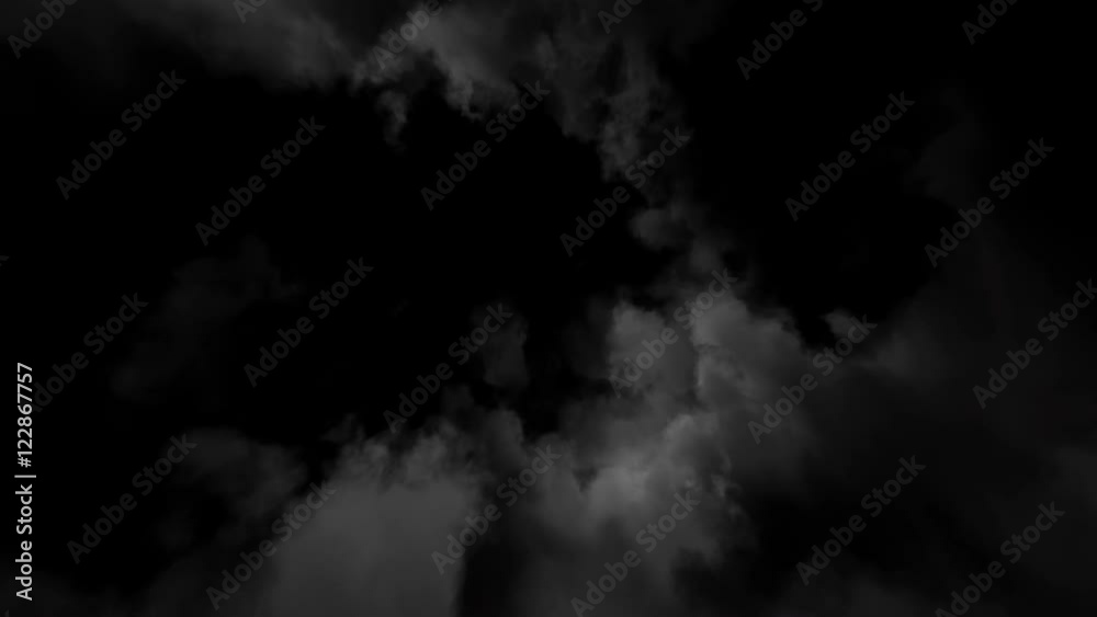flying trough cloud tunnel lit with storm lightning flashes looped (Hd, 4k seamless loop, 3840 X 2160, ready for compositing) great intro or titles sequence, cinematic animation background