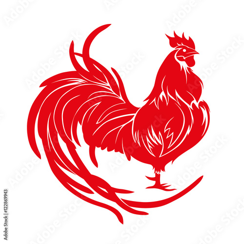 Red rooster. Happy Chinese new year 2017. Vector
