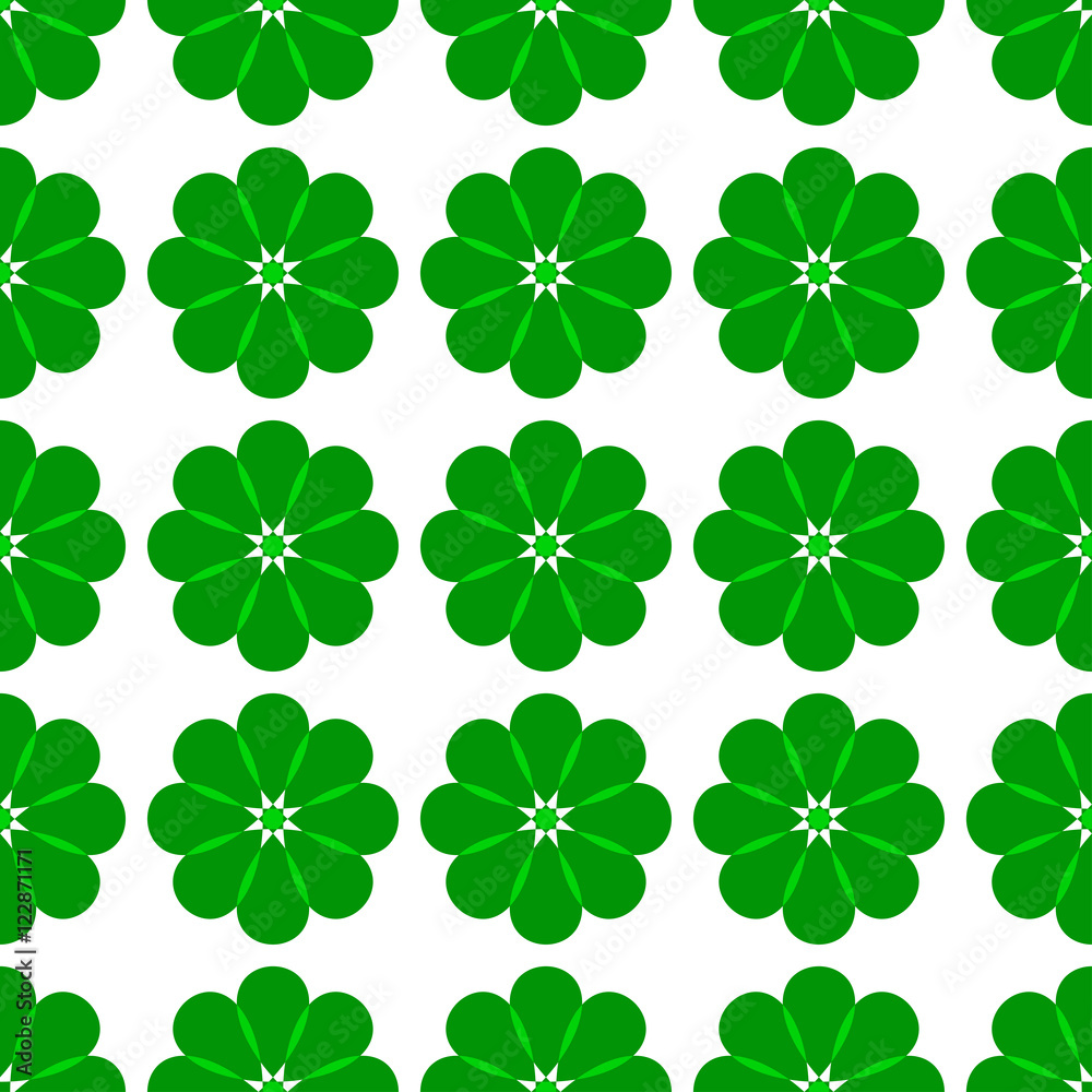 Bright green flowers. white background. Seamless pattern. 