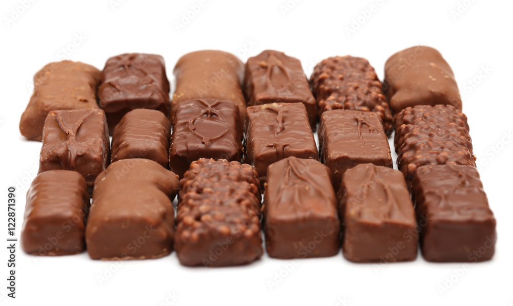 Candy Bars Isolated on a White Background Candy Bars Isolated on a White Background