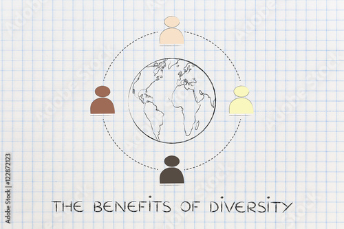 diversity in the workplace: multi ethnic team illustration (eart photo