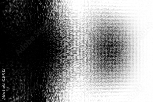 Vector halftone transition pattern made of dots with random size circles.