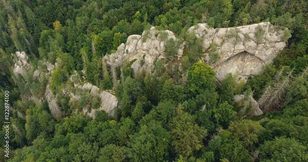 Aerial shot beautiful landscape with forest and cliff Aerial shot beautiful landscape with forest and cliff