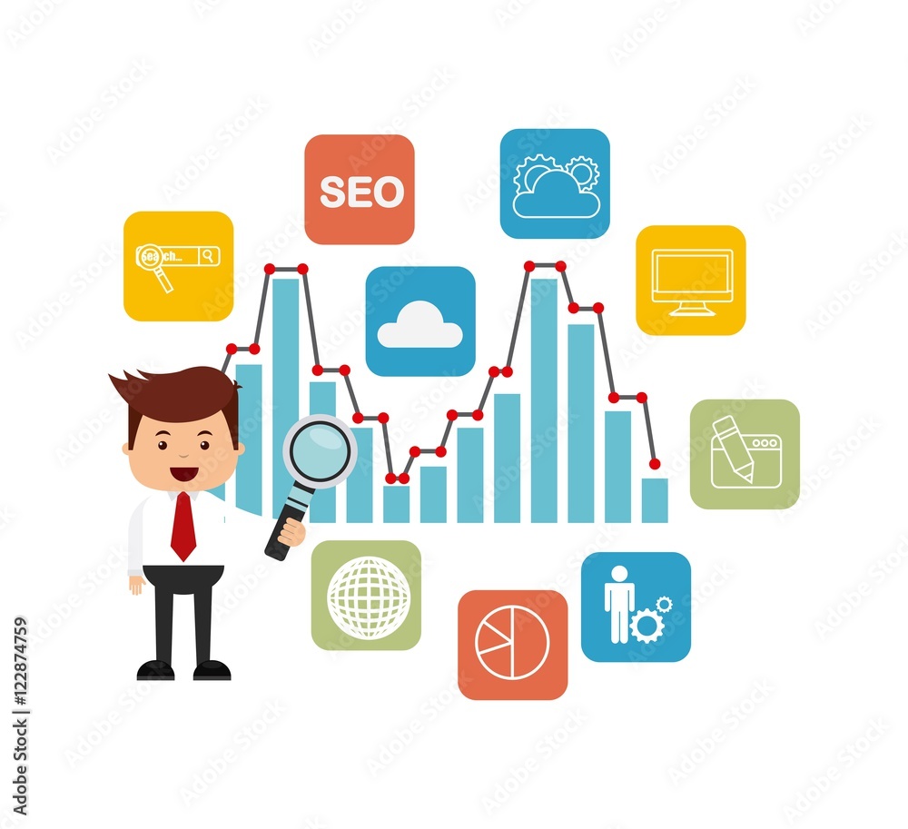 search engine optimization flat icons vector illustration design