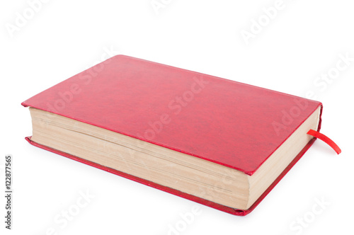 One red book with a red tab. on white, isolated background. © redfox331