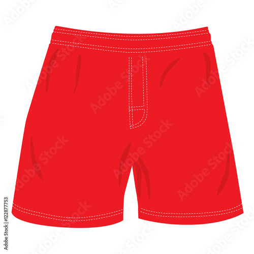 man red summer swimming shorts isolated vector illustration