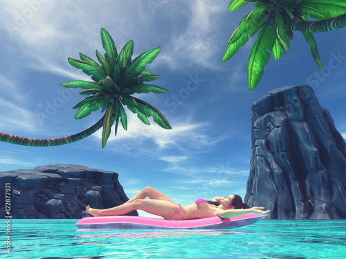 Beautiful woman on tropical...