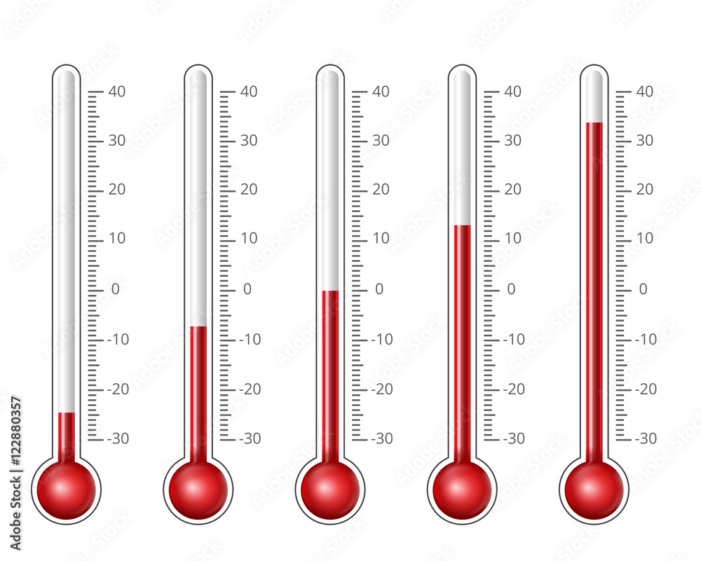 Thermometers different levels - obrazy, fototapety, plakaty 