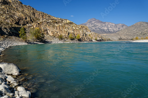 mountain river turquoise water autumn