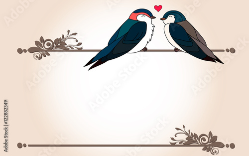 Birds in love greeting card