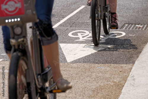 Cyclists using the New TFL Cycle Superhighway in London