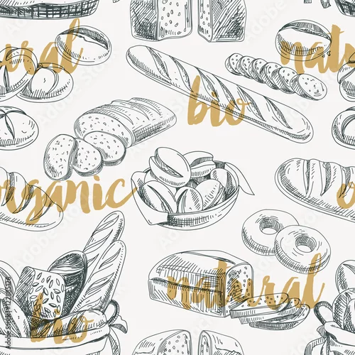 Tapety Wektorowy chlebowy retro bezszwowy wzór