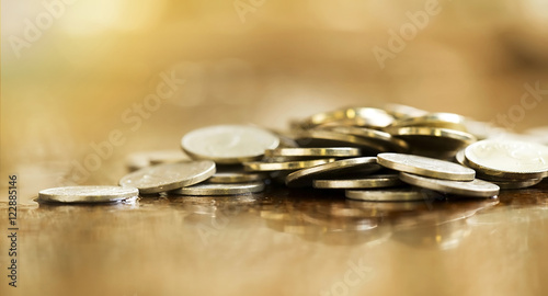 Golden coins - money savings concept banner