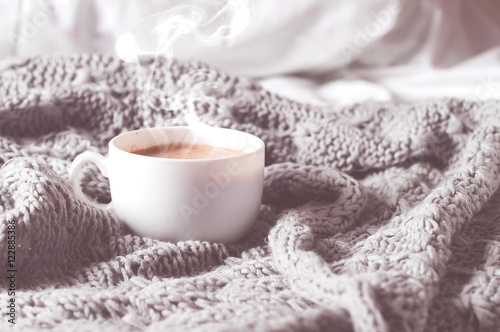 Having a cup of coffee in bed
