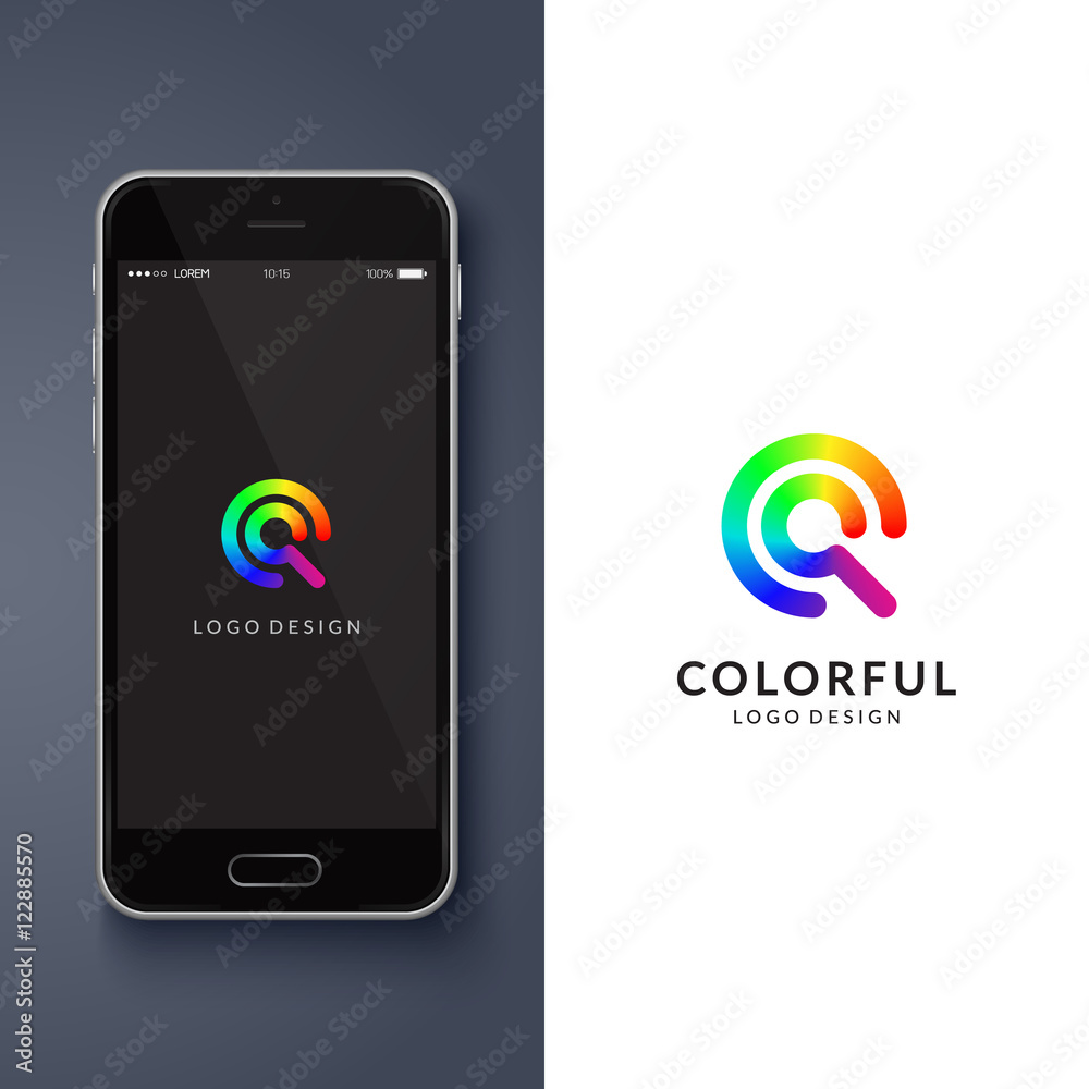 Colorful logo design. Preview on a smartphone. Letter Colorful logo design. Preview on a smartphone. Letter