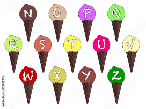 Letter N-Z Ice Cream Cones