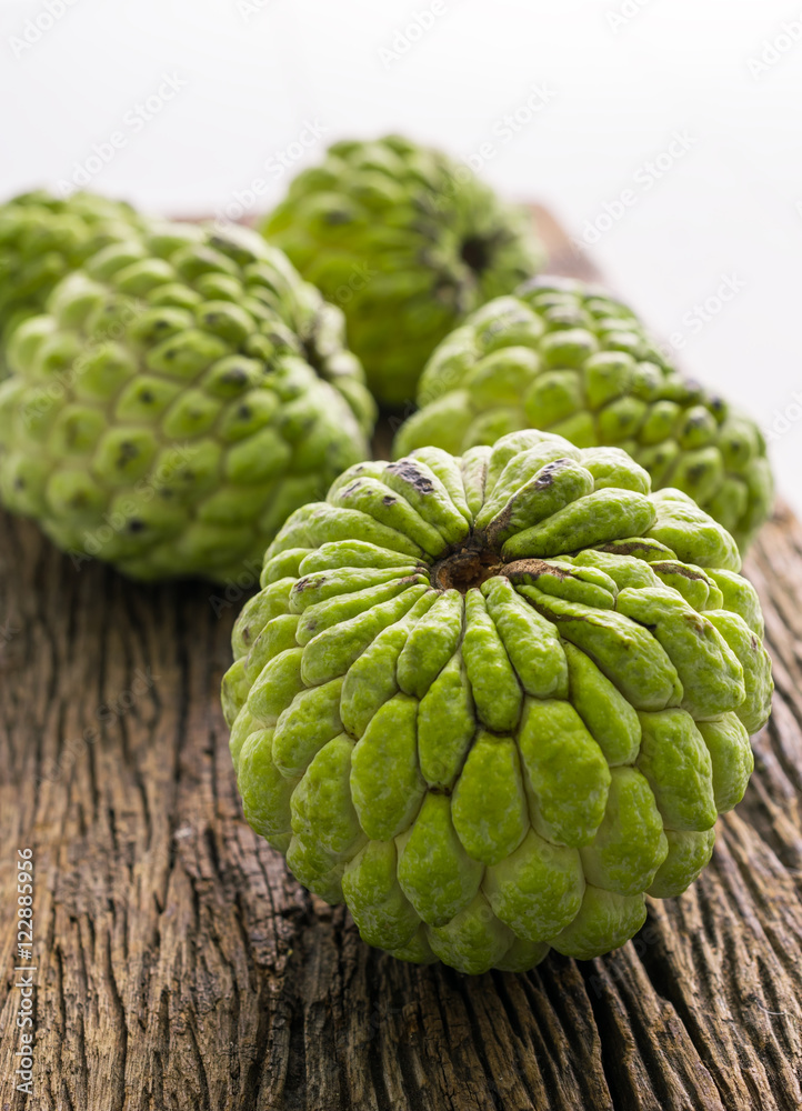 Fototapeta premium Organic custard apple, sugar apple, sweetsop fruit no retouch sk