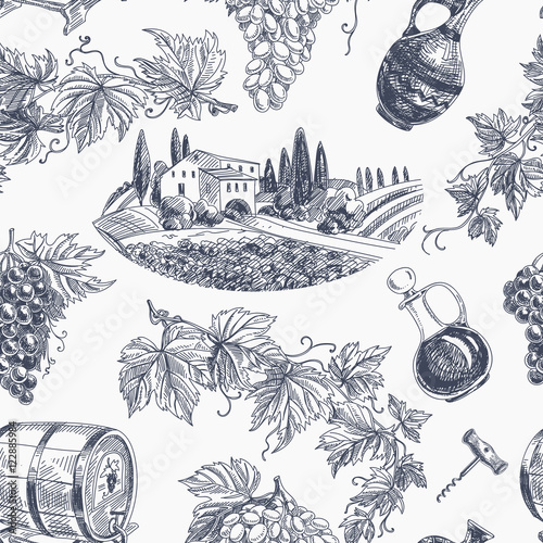 Vector wine retro seamless pattern