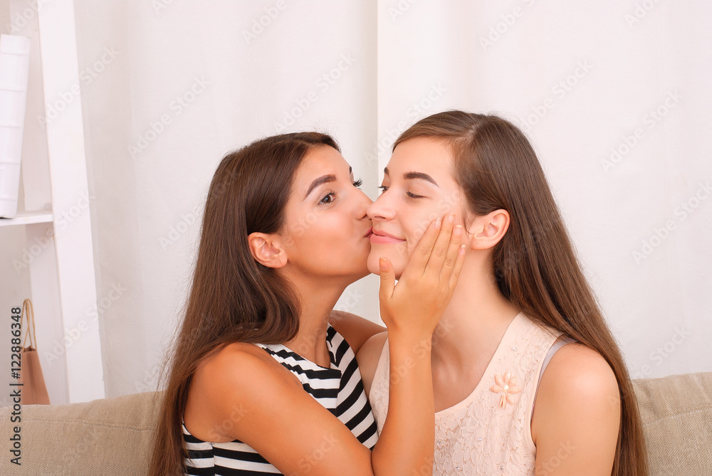 Portrait of happy pretty young women at home Portrait of happy pretty young women at home
