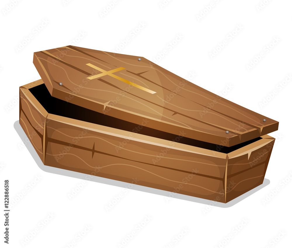 Wood Coffin With Christian Cross Stock Vector | Adobe Stock