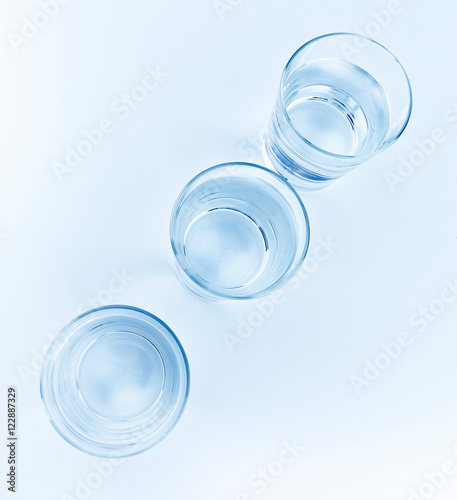 top of view of drink glasses with water, nutrition and health-care concept