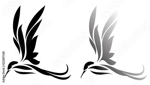 Silhouette of bird, hummingbird illustration