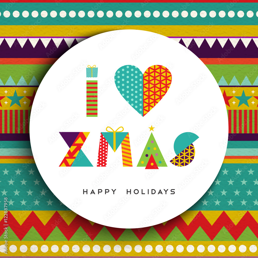 I love christmas greeting card design in fun color