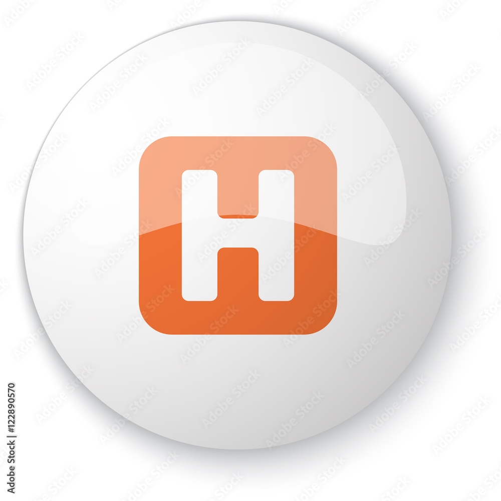 Glossy white web button with orange Helicopter Platform icon on Glossy white web button with orange Helicopter Platform icon on