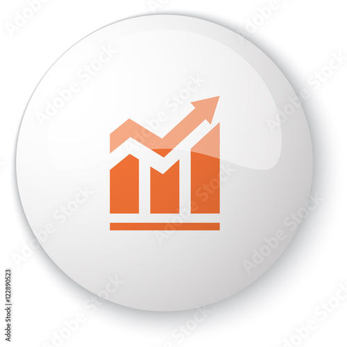 Glossy white web button with orange Trend icon on white backgrou