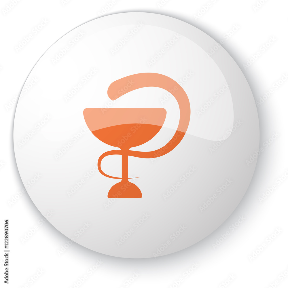 Glossy white web button with orange Medical icon on white backg Glossy white web button with orange Medical icon on white backg