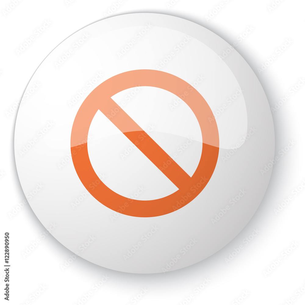 Glossy white web button with orange Forbidden icon on white back Glossy white web button with orange Forbidden icon on white back