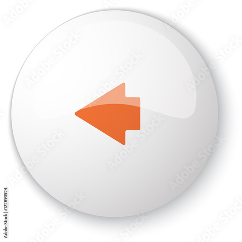 Free Download Glossy white web button with orange Arrow Left icon on white bac - GFXLoad