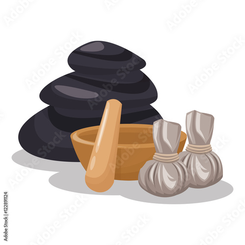Stones and bowl icon. Spa center and healthy lifestyle theme. Colorful design. Vector illustration