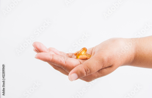 medicine pills and capsule for medical treatment in hand palm