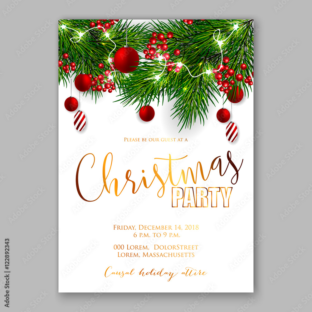 Merry and Bright Christmas Light Garland and Party Invitation - Salty Canary
