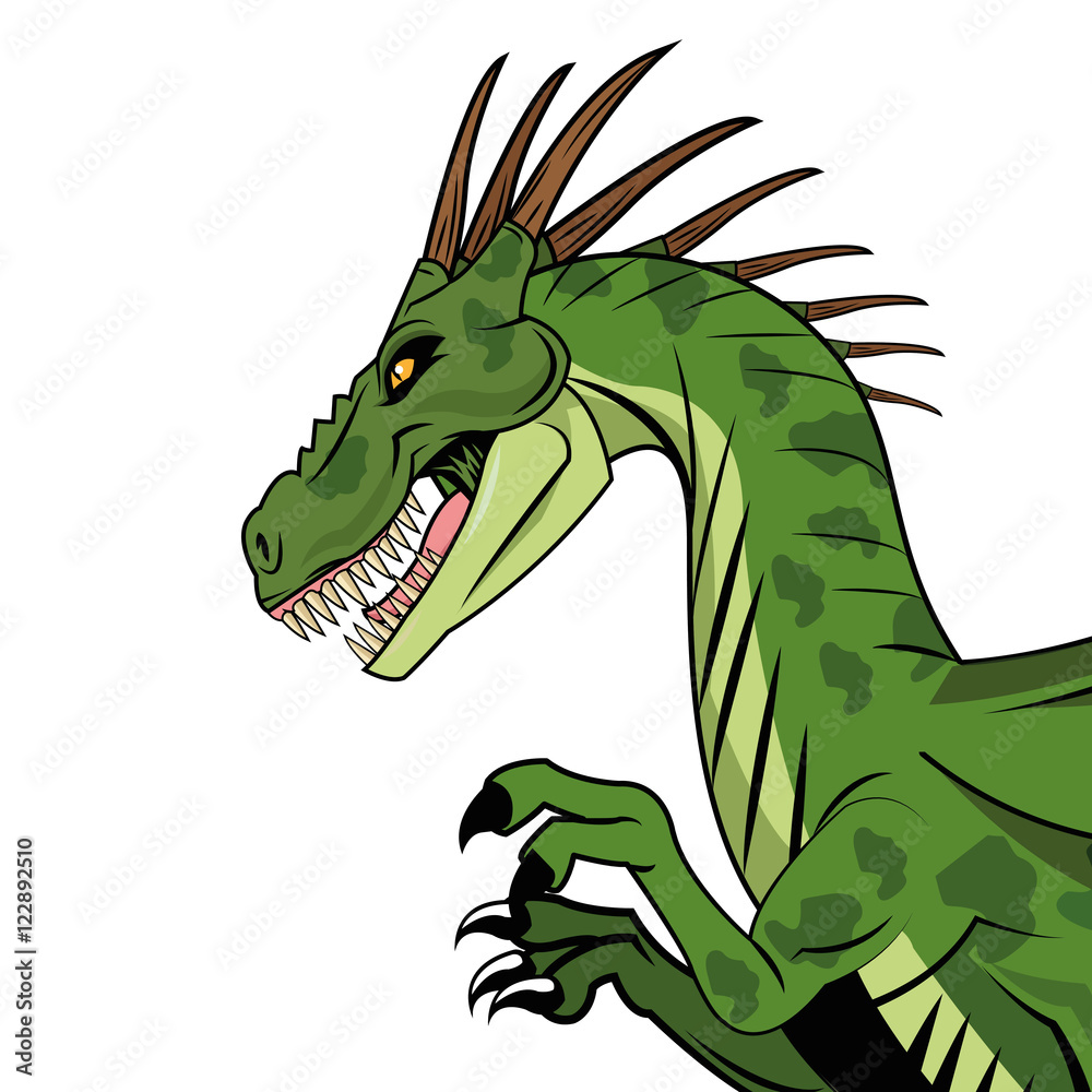 Obraz premium Dragon cartoon icon. Chinese asian fantasy and animal theme. Colorful design. Vector illustration