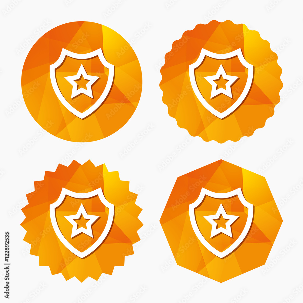 Obraz premium Shield with star icon. Favorite protection.