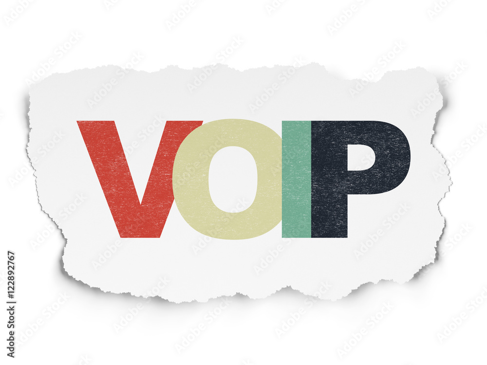 Web design concept: VOIP on Torn Paper background Web design concept: VOIP on Torn Paper background
