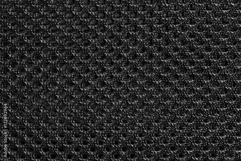 Black fishnet cloth material as a texture background. Nylon texture pattern  or nylon background for design with copy space for text or image. Stock  Photo