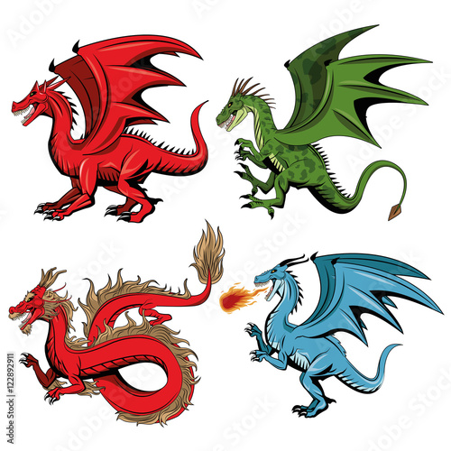 Dragon cartoon icon. Chinese asian fantasy and animal theme. Colorful design. Vector illustration © Jemastock
