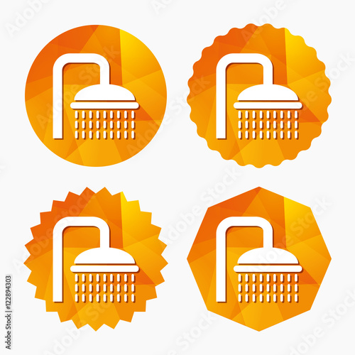 Shower sign icon. Douche with water drops symbol.