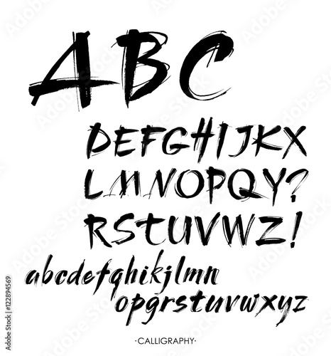 Vector Acrylic Brush Style Hand Drawn Alphabet Font