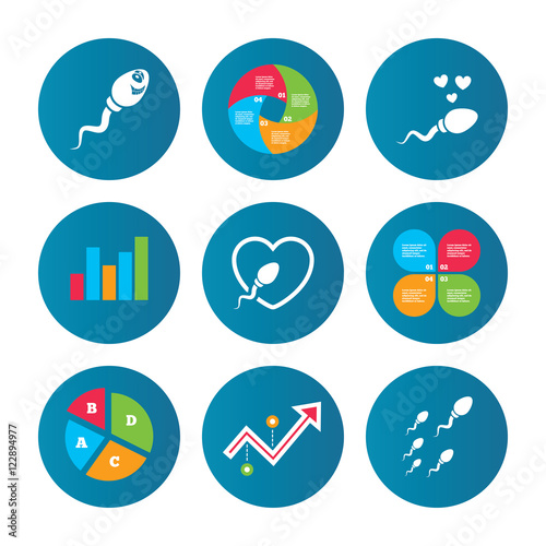Sperm icons. Fertilization or insemination signs.