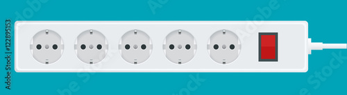 Modern electric extension cord on a white background. Power outlet plug illustration.